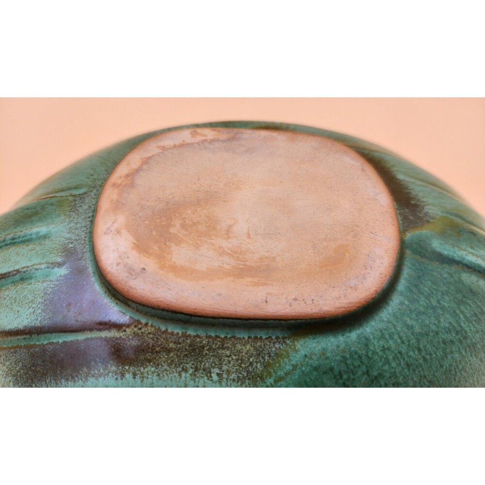 Vintage FRANKOMA Pottery Bowl #202 Prairie Brown Green Oval Serving Fruit Bowl - Picture 9 of 16